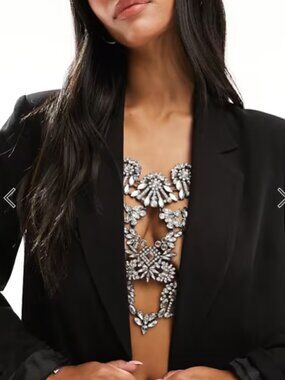 Harness with crystal and gunmetal design